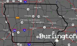 A map of Iowa,
and look, there's BURLINGTON!